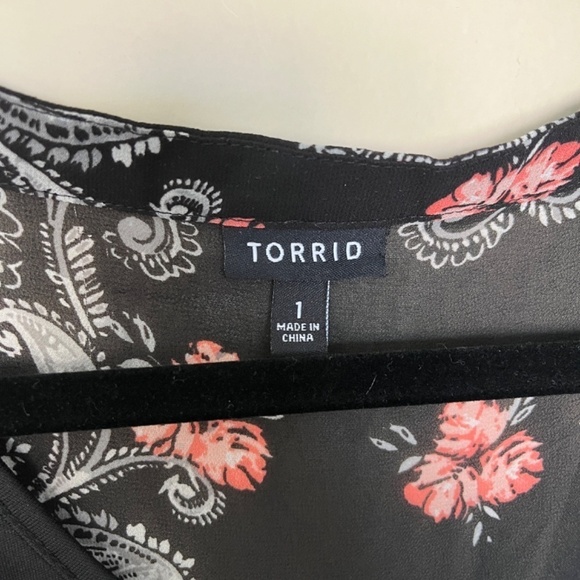 Torrid Black and Pink Paisley Shirt Dress - Picture 5 of 5